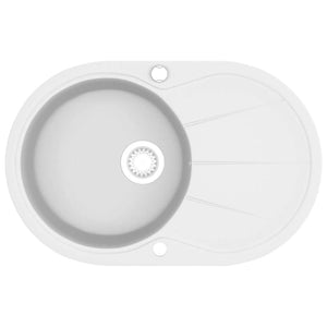vidaXL Granite Sink Single Bowl Oval White