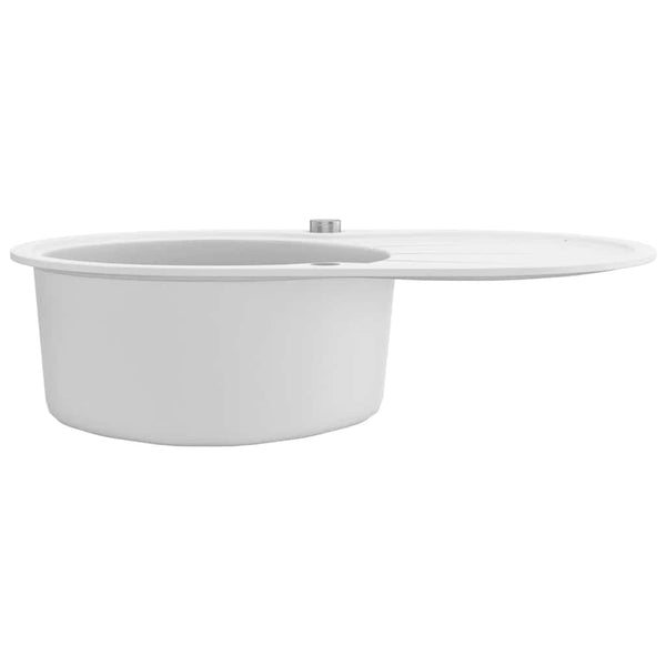 vidaXL Granite Sink Single Bowl Oval White