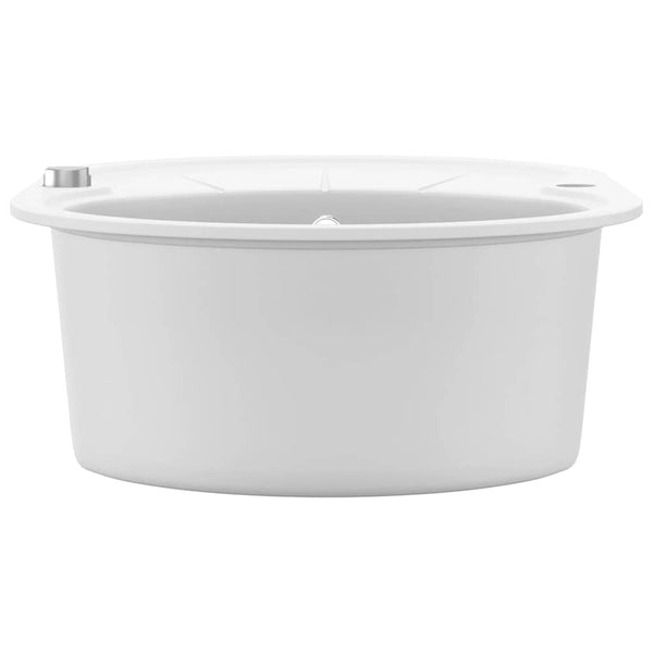 vidaXL Granite Sink Single Bowl Oval White