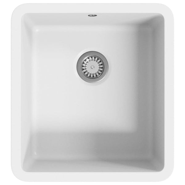 vidaXL Granite Sink Single Bowl White