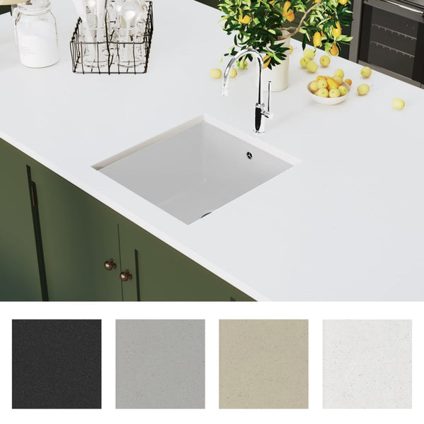 vidaXL Granite Sink Single Bowl White