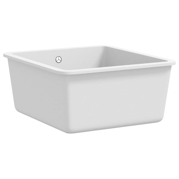 vidaXL Granite Sink Single Bowl White