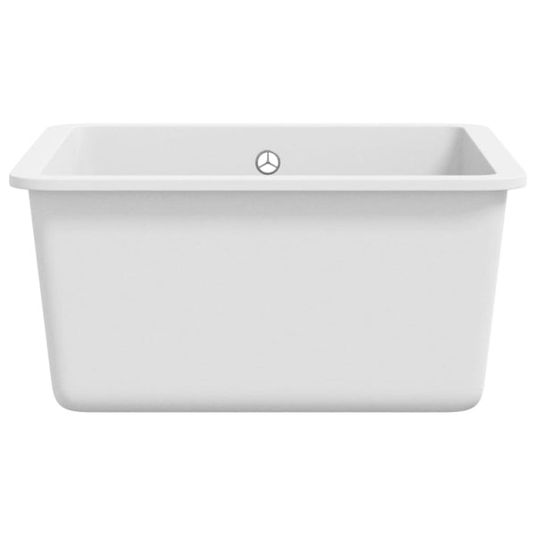 vidaXL Granite Sink Single Bowl White
