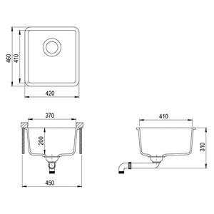 vidaXL Granite Sink Single Bowl White