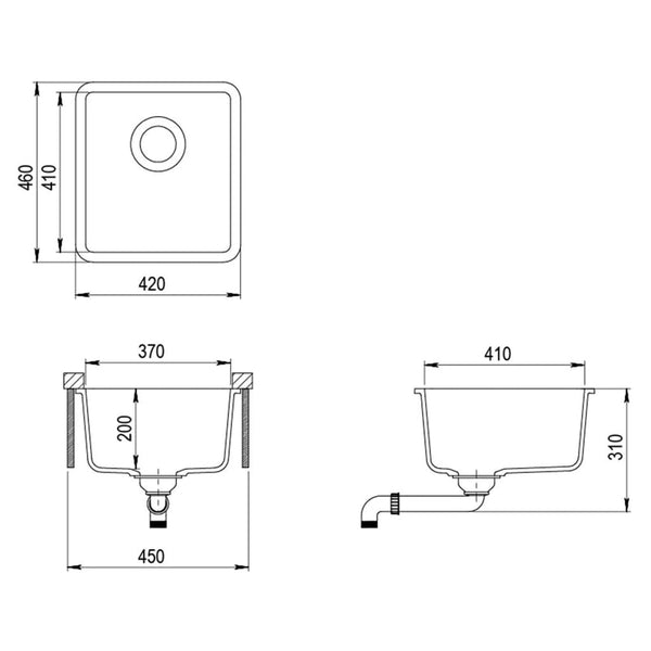 vidaXL Granite Sink Single Bowl White