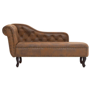 Chaiselongue Braun Wildleder-Optik