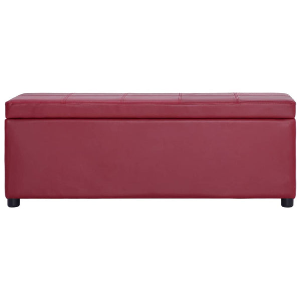 Bank mit Staufach 116 cm Weinrot Kunstleder
