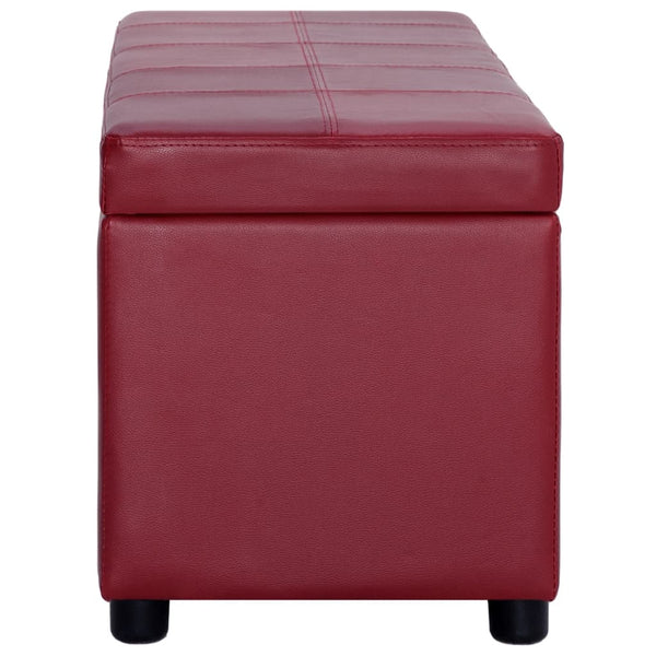 Bank mit Staufach 116 cm Weinrot Kunstleder