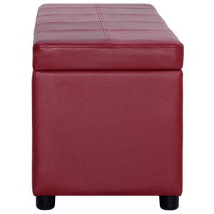 Bank mit Staufach 116 cm Weinrot Kunstleder