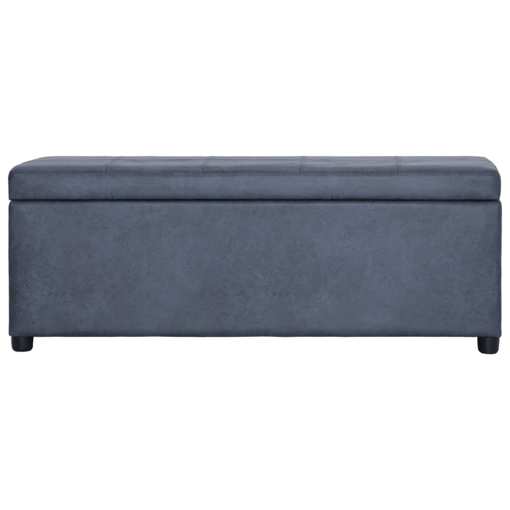 Bank mit Staufach 116 cm Grau Wildleder-Optik