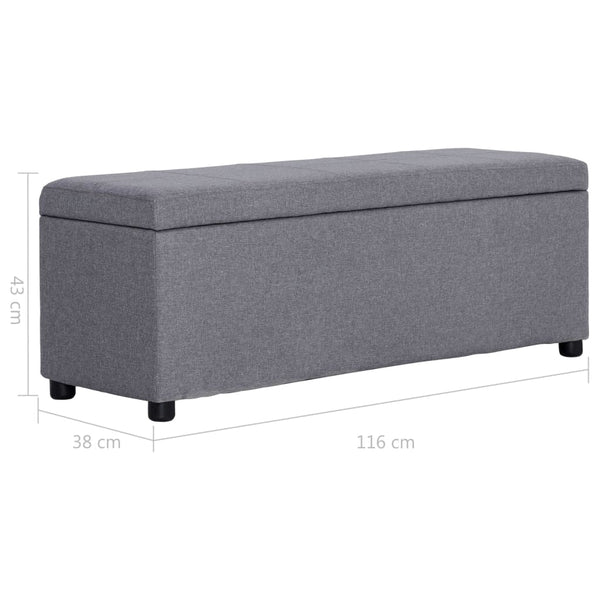 vidaXL Banc avec rangement 116 cm gris clair polyester