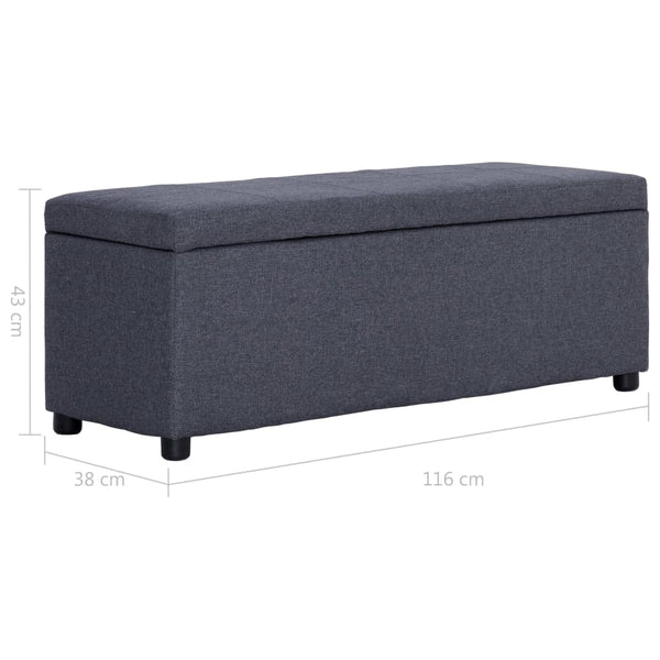 vidaXL Storage Bench 116 cm Dark Grey Polyester