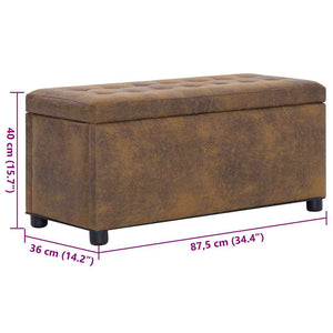 Ottoman mit Stauraum 87,5 cm Braun Wildleder-Optik