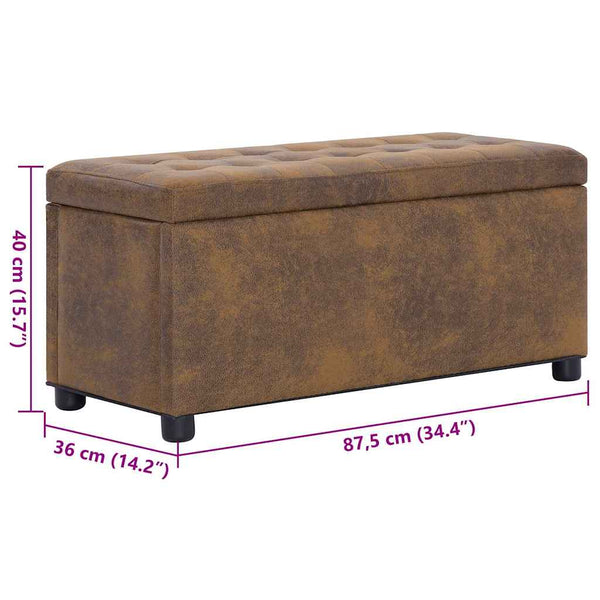 Ottoman mit Stauraum 87,5 cm Braun Wildleder-Optik