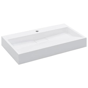 vidaXL Lavabo 80 x 46 x 11 cm en fonte minérale/marbre blanc