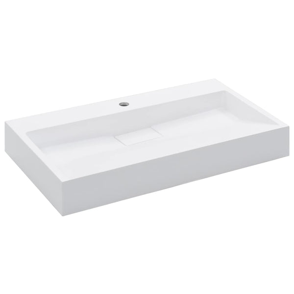 vidaXL Lavabo 80 x 46 x 11 cm en fonte minérale/marbre blanc