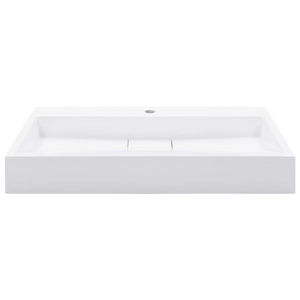 vidaXL Lavabo 80 x 46 x 11 cm en fonte minérale/marbre blanc