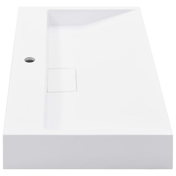 vidaXL Lavabo 80 x 46 x 11 cm en fonte minérale/marbre blanc