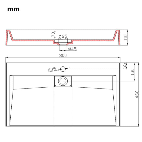vidaXL Lavabo 80 x 46 x 11 cm en fonte minérale/marbre blanc