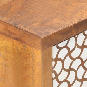 Sideboard mit Druckmustern 90×30×70 cm Massivholz Mango