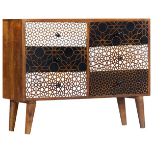 Sideboard mit Druckmustern 90×30×70 cm Massivholz Mango