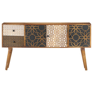 Sideboard mit Druckmustern 130x30x70 cm Massivholz Mango