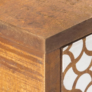 Sideboard mit Druckmustern 130x30x70 cm Massivholz Mango