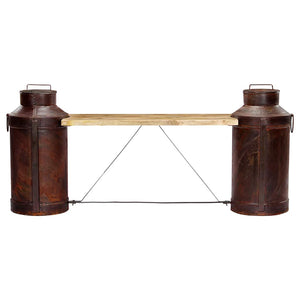 Milchkannen-Sitzbank 150 x 33 x 64 cm Massivholz Mango