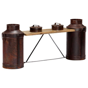 Milchkannen-Sitzbank 150 x 33 x 64 cm Massivholz Mango