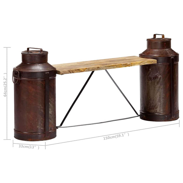 Milchkannen-Sitzbank 150 x 33 x 64 cm Massivholz Mango