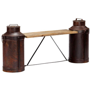 Milchkannen-Sitzbank 150 x 33 x 64 cm Massivholz Mango