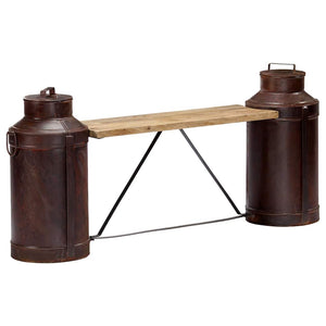 Milchkannen-Sitzbank 150 x 33 x 64 cm Massivholz Mango