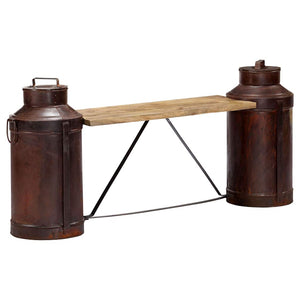 Milchkannen-Sitzbank 150 x 33 x 64 cm Massivholz Mango