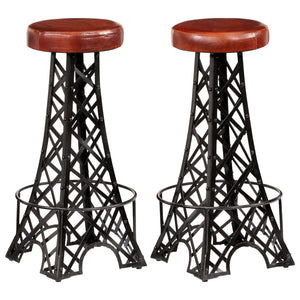 vidaXL Tabourets de bar 2 pcs Cuir véritable