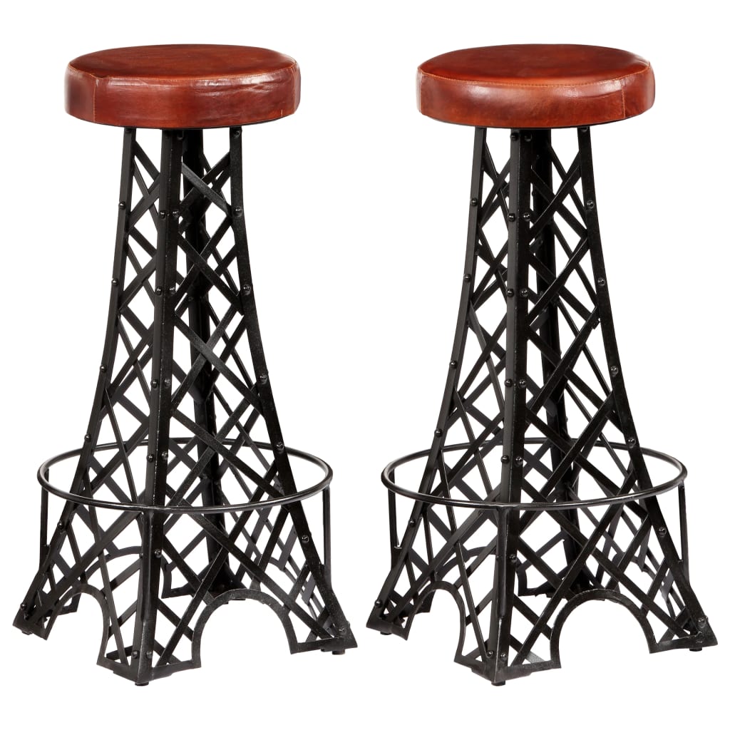 vidaXL Tabourets de bar 2 pcs Cuir véritable