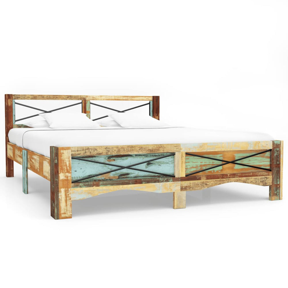 vidaXL Lit en bois massif sans matelas Bois de récupération 140x200 cm