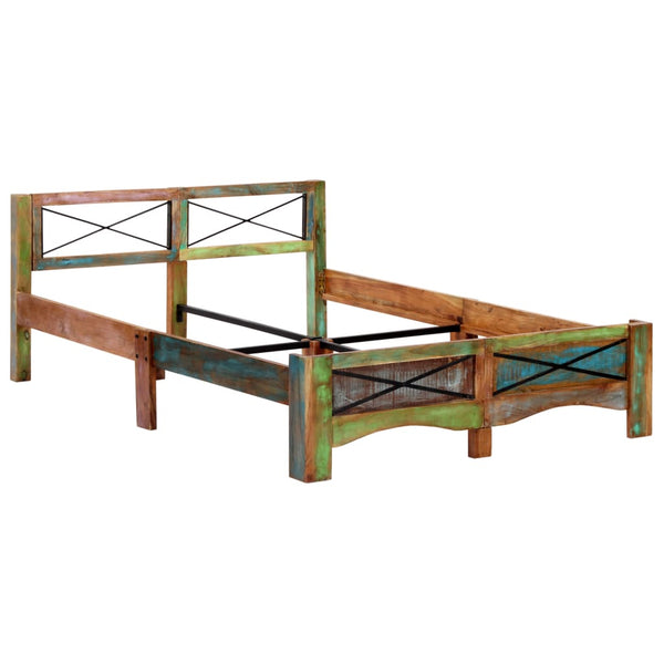 vidaXL Lit en bois massif sans matelas Bois de récupération 140x200 cm
