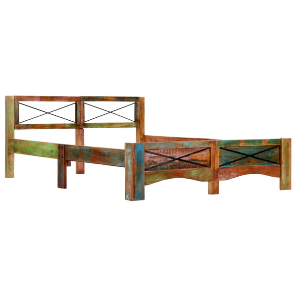 vidaXL Lit en bois massif sans matelas Bois de récupération 140x200 cm