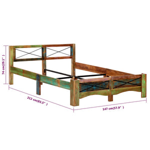 vidaXL Lit en bois massif sans matelas Bois de récupération 140x200 cm