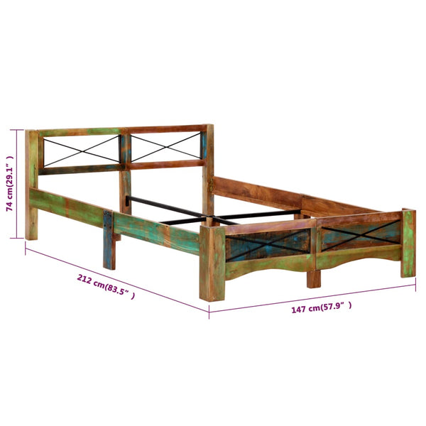 vidaXL Lit en bois massif sans matelas Bois de récupération 140x200 cm