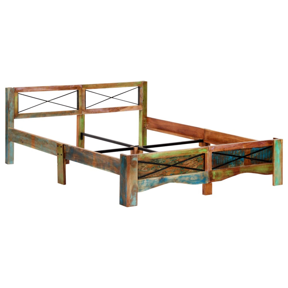 vidaXL Lit en bois massif de récupération 160x200 cm