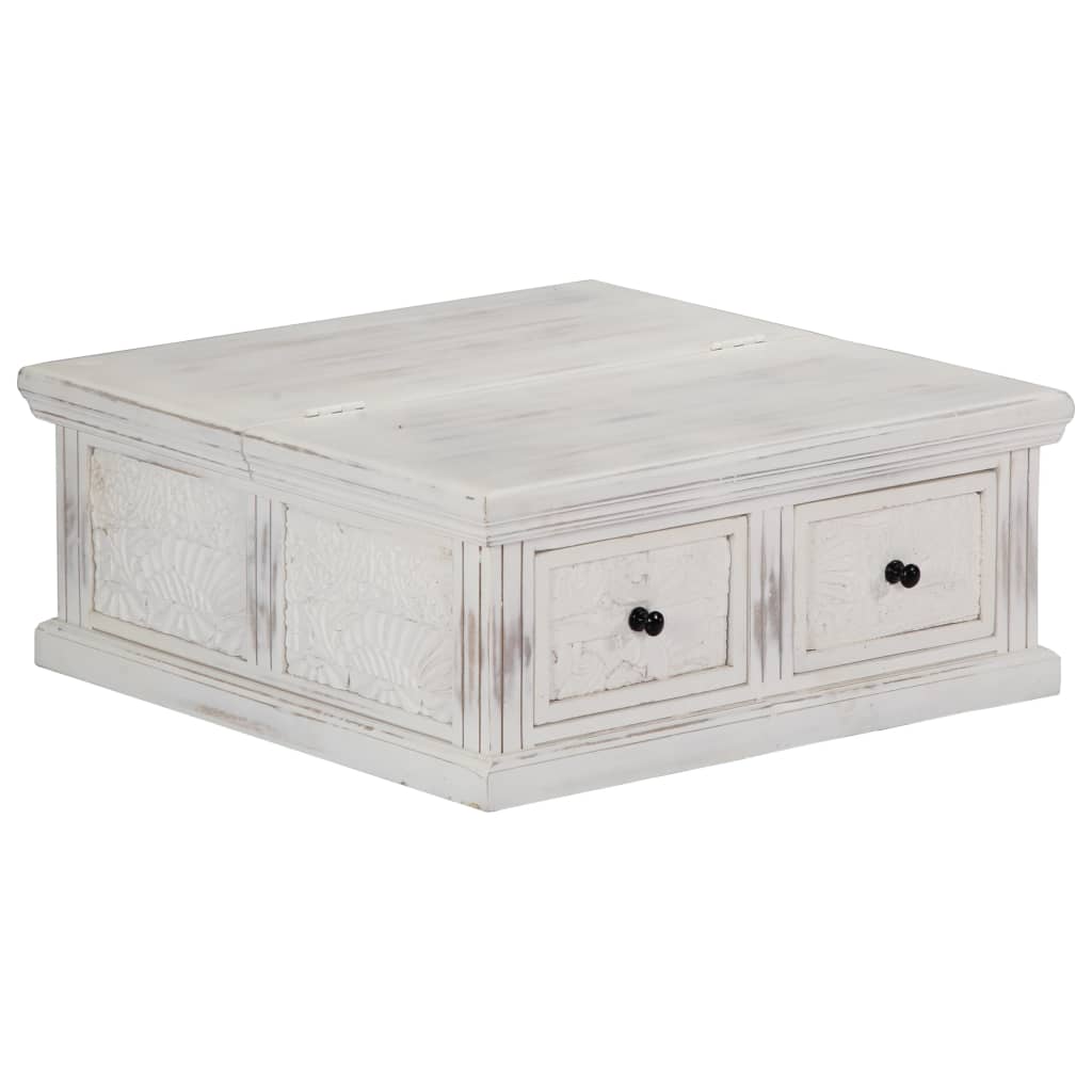 Couchtisch Weiß 70x70x30 cm Massivholz Mango