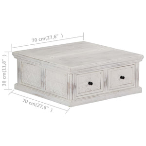 Couchtisch Weiß 70x70x30 cm Massivholz Mango