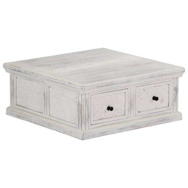 Couchtisch Weiß 70x70x30 cm Massivholz Mango