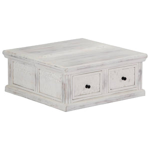 Couchtisch Weiß 70x70x30 cm Massivholz Mango