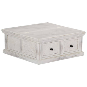Couchtisch Weiß 70x70x30 cm Massivholz Mango