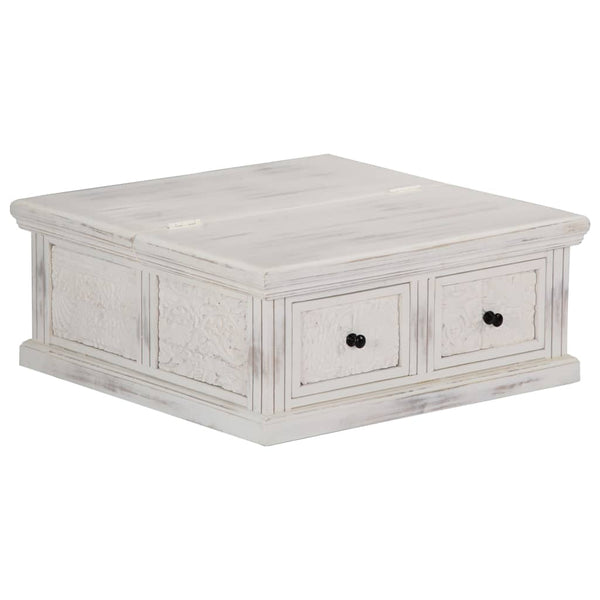 Couchtisch Weiß 70x70x30 cm Massivholz Mango
