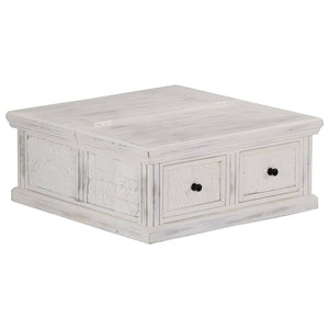 Couchtisch Weiß 70x70x30 cm Massivholz Mango