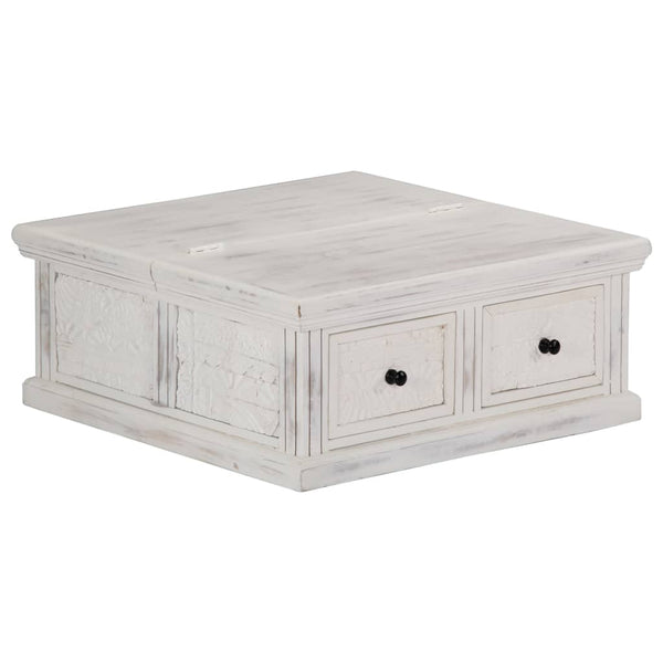 Couchtisch Weiß 70x70x30 cm Massivholz Mango