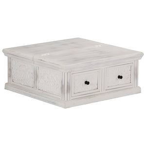 Couchtisch Weiß 70x70x30 cm Massivholz Mango